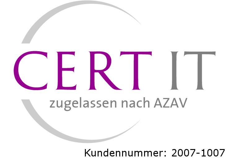 CERT IT-Logo mit AZAV-Zulassungstext