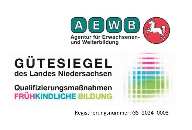 Logo AEWB und G&uuml;tesiegel Land Niedersachsen f&uuml;r FR&Uuml;HKINDLICHE BILDUNG