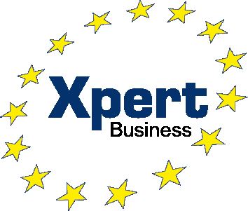 Xpert Business-Logo mit zw&ouml;lf gelben Sternen